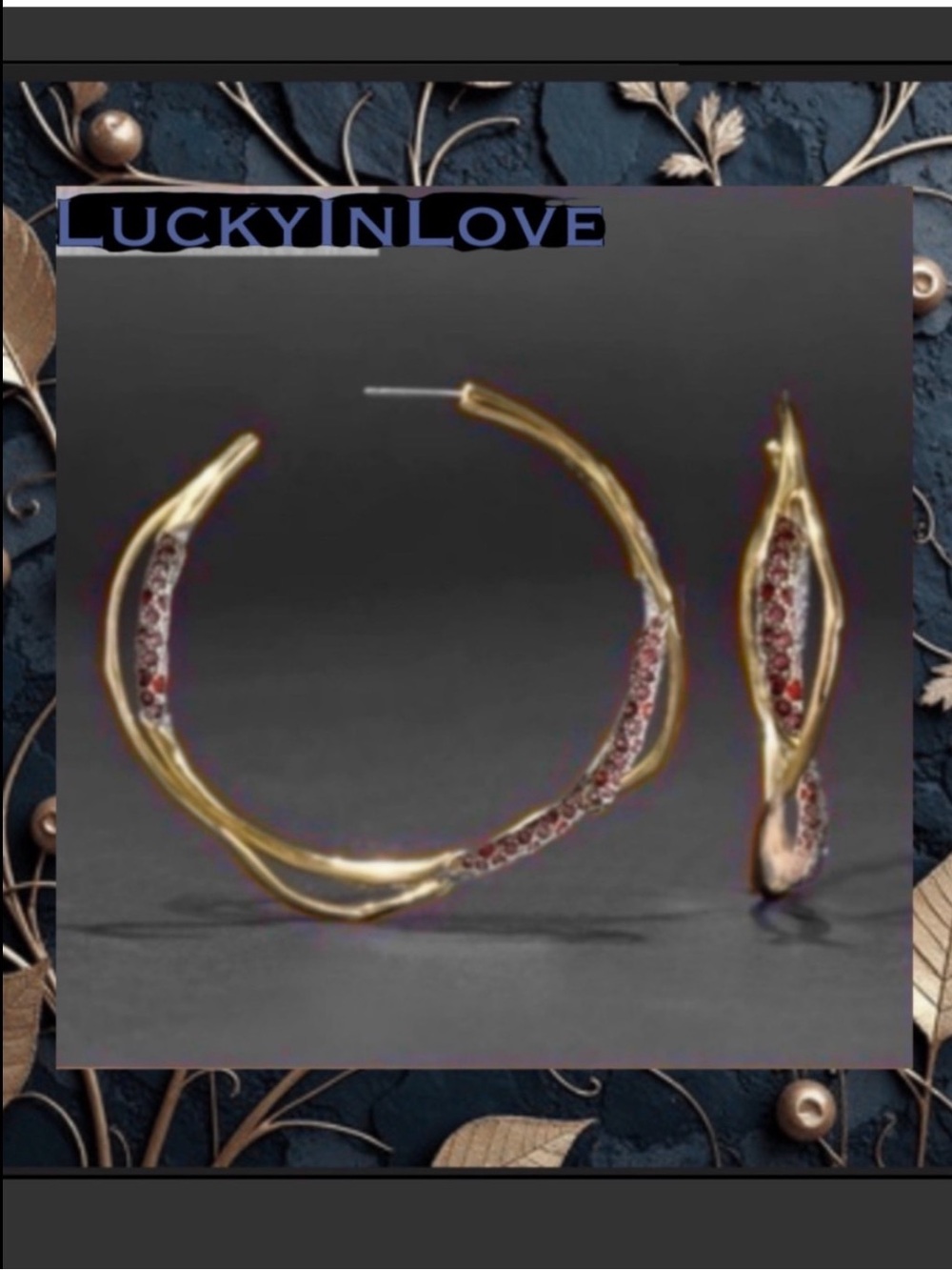 ALEXIS BITTAR • Solanales intertwined Gold Pink + Red crystal Hoop Earrings